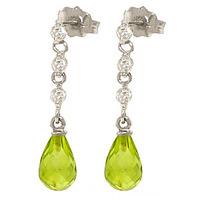 Peridot and Diamond Chain Droplet Earrings 3.0ctw in 9ct White Gold