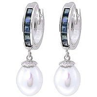 pearl and sapphire huggie earrings 93ctw in 9ct white gold