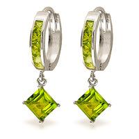 Peridot Huggie Hoop Earrings 4.0ctw in 9ct White Gold