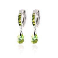 Peridot Huggie Drop Earrings 3.9ctw in 9ct White Gold