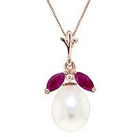 Pearl and Ruby Pendant Necklace 4.5ctw in 9ct Rose Gold