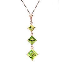 Peridot Three Stone Pendant Necklace 2.4ctw in 9ct Rose Gold