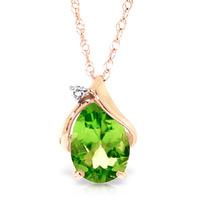 peridot and diamond pendant necklace 21ct in 9ct rose gold