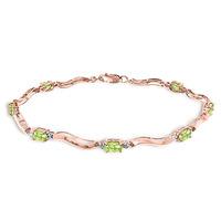 peridot and diamond tennis bracelet 20ctw in 9ct rose gold