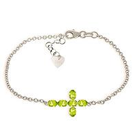 peridot adjustable cross bracelet 17ctw in 9ct white gold