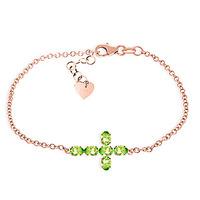 Peridot Adjustable Cross Bracelet 1.7ctw in 9ct Rose Gold