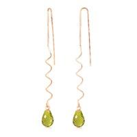 Peridot Spiral Scintilla Briolette Earrings 3.3ctw in 9ct Rose Gold