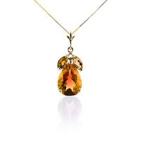 Pear Cut Citrine Pendant Necklace 6.5ctw in 9ct Gold