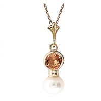 Pearl and Citrine Pendant Necklace 1.23ctw in 9ct Gold