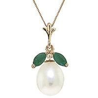 pearl and emerald pendant necklace 45ctw in 9ct gold