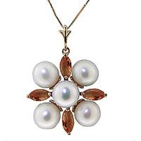 Pearl and Citrine Pendant Necklace 6.3ctw in 9ct Gold