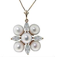 pearl and aquamarine pendant necklace 63ctw in 9ct gold