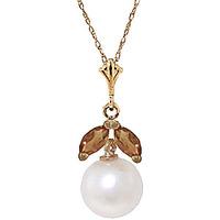 Pearl and Citrine Snowdrop Pendant Necklace 2.2ctw in 9ct Gold