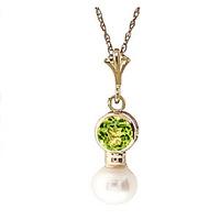 pearl and peridot pendant necklace 123ctw in 9ct gold