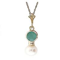 pearl and emerald pendant necklace 123ctw in 9ct gold