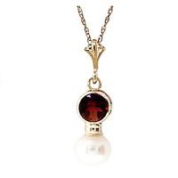 pearl and garnet pendant necklace 123ctw in 9ct gold