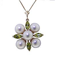 pearl and peridot pendant necklace 63ctw in 9ct gold