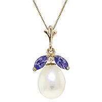 pearl and tanzanite pendant necklace 45ctw in 9ct gold