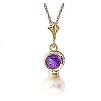 pearl and amethyst pendant necklace 248ctw in 9ct gold