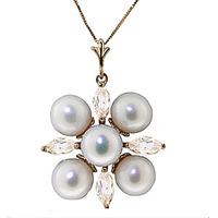 pearl and white topaz pendant necklace 63ctw in 9ct gold