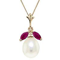 Pearl and Ruby Pendant Necklace 4.5ctw in 9ct Gold