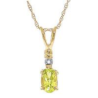 Peridot and Diamond Pendant Necklace 0.45ct in 9ct Gold