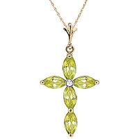 peridot and diamond vatican cross pendant necklace 108ctw in 9ct gold