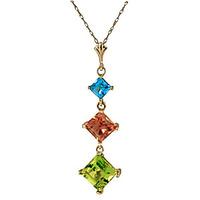 peridot blue topaz and citrine three stone pendant necklace 24ctw in 9 ...