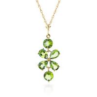 Peridot Blossom Pendant Necklace 3.15ctw in 9ct Gold