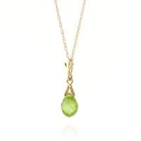 Peridot Droplet Briolette Pendant Necklace 2.5ct in 9ct Gold