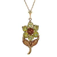 peridot and citrine flower petal pendant necklace 106ctw in 9ct gold