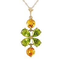 peridot and citrine blossom pendant necklace 315ctw in 9ct gold