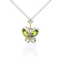 Peridot Butterfly Pendant Necklace 0.6ctw in 9ct Gold