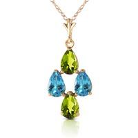 peridot and blue topaz pendant necklace 15ctw in 9ct gold