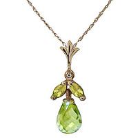 Peridot Snowdrop Briolette Pendant Necklace 1.7ctw in 9ct Gold