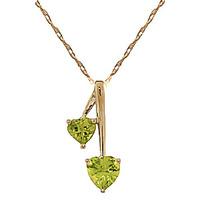 Peridot Twin Heart Pendant Necklace 1.4ctw in 9ct Gold