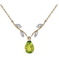 Peridot and Diamond Vine Branch Pendant Necklace 1.5ct in 9ct Gold