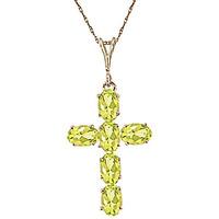 Peridot Rio Cross Pendant Necklace 1.5ctw in 9ct Gold