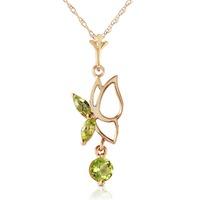 Peridot Butterfly Pendant Necklace 0.18ctw in 9ct Gold