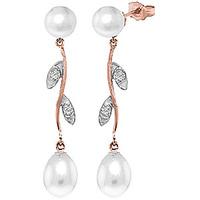 pearl and diamond vine branch drop earrings 100ctw in 9ct rose gold