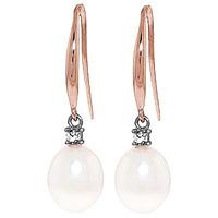 Pearl and Diamond Drop Earrings 8.0ctw in 9ct Rose Gold