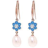 pearl diamond and blue topaz daisy chain drop earrings 895ctw in 9ct r ...