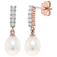 Pearl and Diamond Stem Droplet Earrings 8.0ctw in 9ct Rose Gold