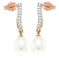 Pearl and Diamond Droplet Earrings 8.0ctw in 9ct Rose Gold