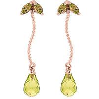 Peridot Teardrop Briolette Earrings 3.4ctw in 9ct Rose Gold