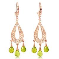 peridot mirage briolette drop earrings 375ctw in 9ct rose gold