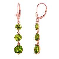 Peridot Trinity Drop Earrings 7.2ctw in 9ct Rose Gold