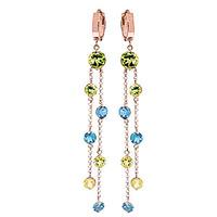 Peridot and Blue Topaz Roman Drop Earrings 8.99ctw in 9ct Rose Gold