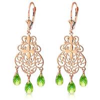 Peridot Trilogy Briolette Drop Earrings 3.75ctw in 9ct Rose Gold