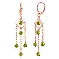 Peridot Faro Drop Earrings 3.0ctw in 9ct Rose Gold